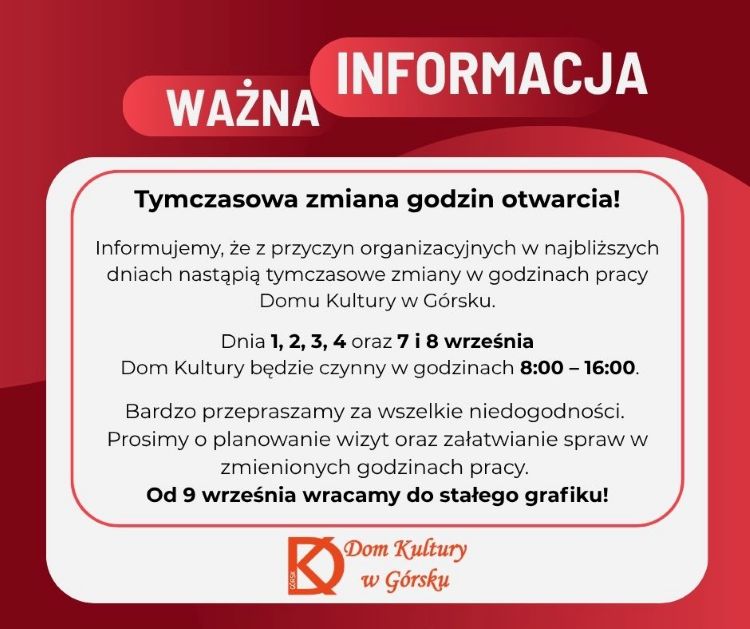 Zmiana goodzin pracy